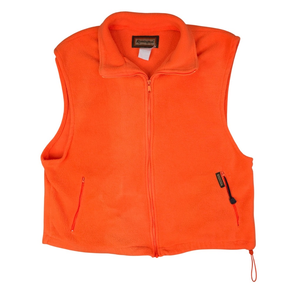 Remington Fleece Vest Mens XL Blaze Orange Full Zip Hunting Safety Outdoor